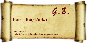 Geri Boglárka névjegykártya